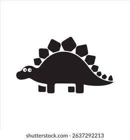 Cute Stegosaurus Dinosaur Silhouette Vector Icon – Cartoon Prehistoric Character