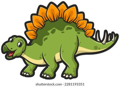 Cute Stegosaurus Dinosaur Vector Illustration 