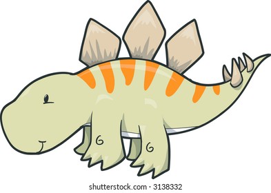 Cute Stegosaurus Dinosaur Vector Illustration