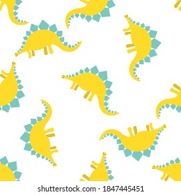 Cute stegosaurus on a white background. Predators in a flat style. Cartoon animals reptiles for web pages.
Stock vector illustration for decor, design, baby textiles,
wallpaper, wrapping paper