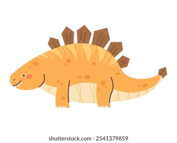 Estegosaurio lindo sobre fondo blanco. Dibujo de dinosaurio para niños. carácter de Vector