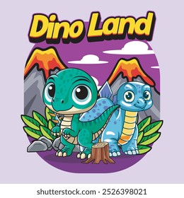 Cute Stegosaurus Velociraptor Character Mascot in Hand Drawn Vector Cartoon Illustration Design for kid, sticker, badge, patch, banner, greeting card, invitation