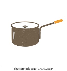 Cute stewpan. Brown pan with orange handle