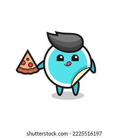cute sticker cartoon eating pizza , cute style design for t shirt, sticker, logo element