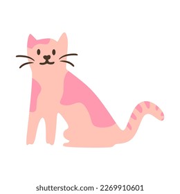 cute sticker cat pink color element ppt