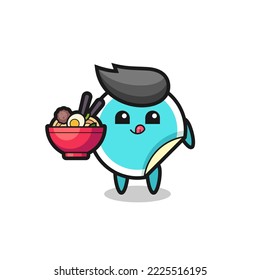 cute sticker character eating noodles , cute style design for t shirt, sticker, logo element