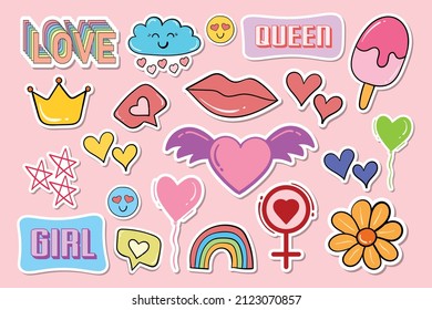 cute sticker collection for girls free vector