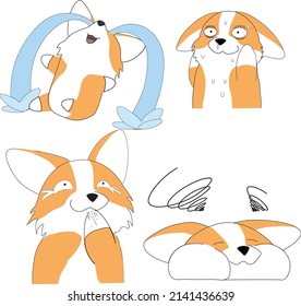 cute sticker corgi many expressions