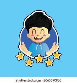 Cute sticker design rating boy