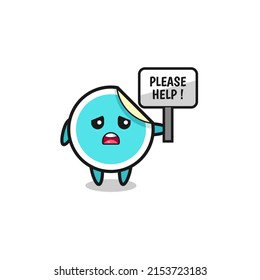 cute sticker hold the please help banner , cute design