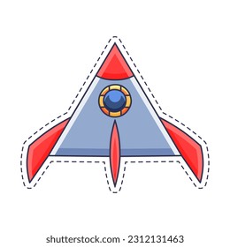 Cute sticker illustration of rocket and spaceship model 12