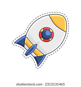Cute sticker illustration of rocket and spaceship model 2
