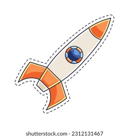 Cute sticker illustration of rocket and spaceship model 7