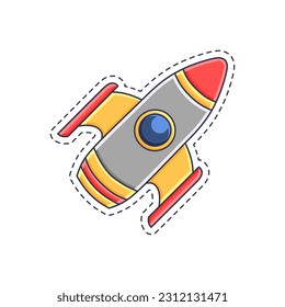 Cute sticker illustration of rocket and spaceship model 14