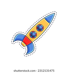 Cute sticker illustration of rocket and spaceship model 10