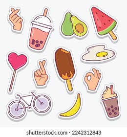 Cute sticker patches elements vector objects