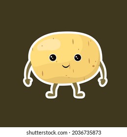Pegatina con patatas. Una verdura divertida al estilo de las caricaturas.