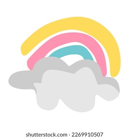 cute sticker rainbow and cloud