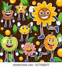 Cute sticker seamless pattern illustration