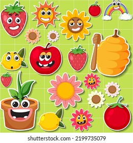 Cute-Aufkleber, nahtlose Mustergrafik