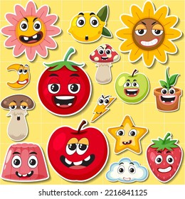 Cute sticker seamless pattern illustration