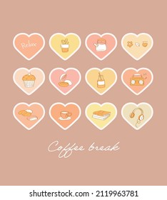 Cute sticker set vector graphic template