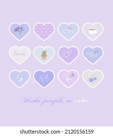 Cute sticker set vector graphic template