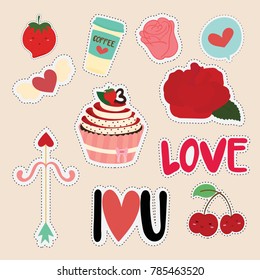 cute sticker valentine's day vector