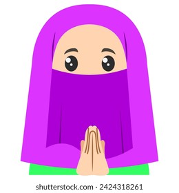 Cute sticker of woman in hijab, art illustration