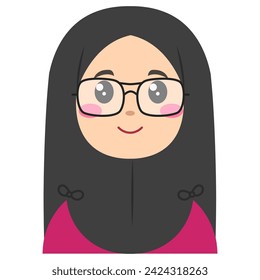 Cute sticker of woman in hijab, art illustration