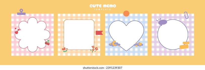 Cute Stickers and Blank paper notes template for Weekly and Daily Planner. Set of memo with cute animals illustration. Template for planners, checklists, cards, notebooks, agenda, and more