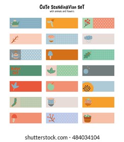 Cute Stickers for Calendar or Planners. Note Paper and Stickers Set with Vector Autumn Illustrations. Good for Kids. Fun Background. Organizer and Schedule with place for Notes.