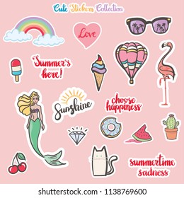 Coleção de adesivos bonitos - ilustração vetorial 