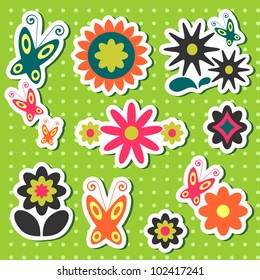 Cute stickers with floral elements