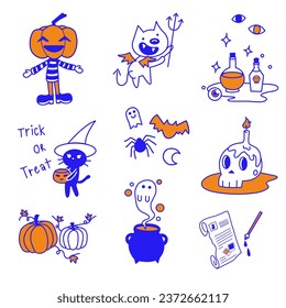 Cute stickers happy Halloween sets