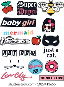 Cute stickers and patches paper. 