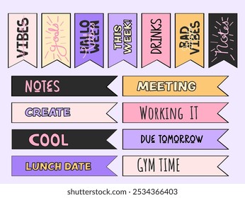 Cute stickers for planners and journals with trendy lettering. Planner stickers for daily, weekly and monthly planning.