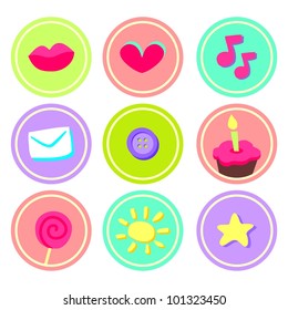 Cute stickers for scrapbooking (vector version)