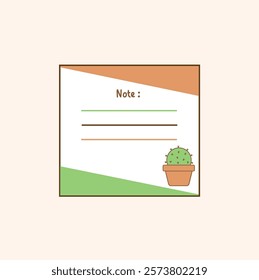 A cute sticky note featuring an adorable cactus illustration, perfect for adding a touch of greenery and personality to your notes and reminders. 