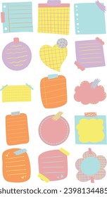 Juego de ilustraciones de notas pegajosas