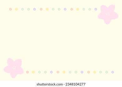 Cute sticky note, memo, reminder card. Floral sketch pattern yellow background wallpaper. Vector, illustration, EPS10