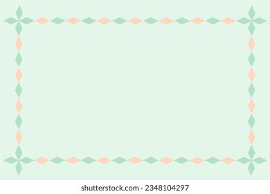 Cute sticky note, memo, reminder card. Rhombus diamond pattern green background wallpaper. Vector, illustration, EPS10