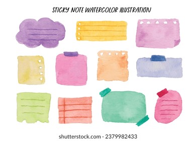 Cute Sticky Note Paper Watercolor