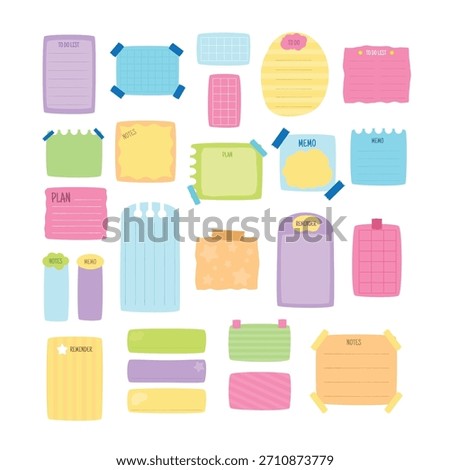 Cute Sticky Notes and Memo Pads for Organization Illustration Collection