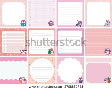 Cute sticky planners with variation of pattern and pastel color. Cute owl like a teacher