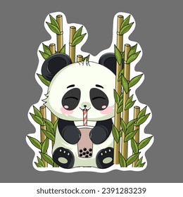 cute stiker character panda boba