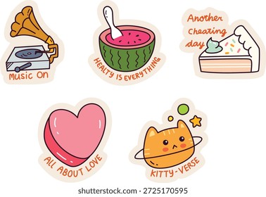 cute stiker pack art illustrations colorful