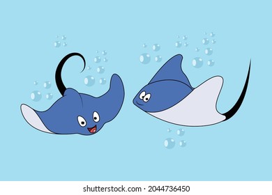 cute stingray animal cartoon illustration