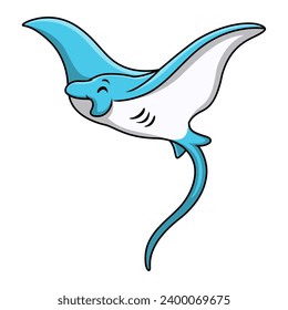 Cute stingray cartoon on white background