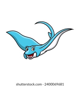 Cute stingray cartoon on white background